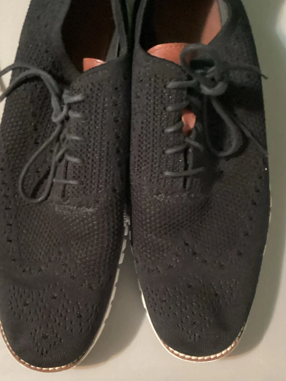Cole Haan Black Knit Oxfords with Brown Leather Trim